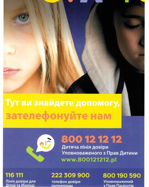 Dziecięcy telefon zaufania - wersja w j. ukraińskim