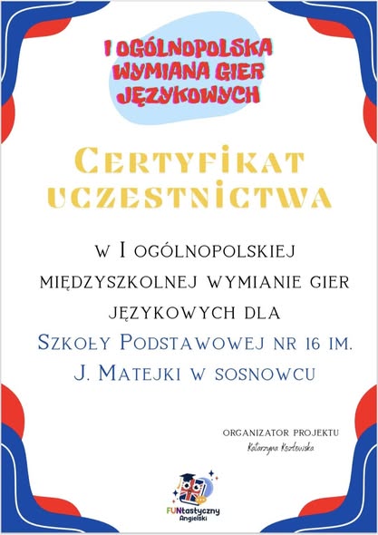 Zdjęcie do  I Og&oacute;lnopolska Wymiana Gier Językowych!
