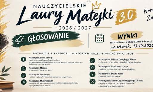 Zdjęcie do Nauczycielskie Laury Matejki 2026/2027! 