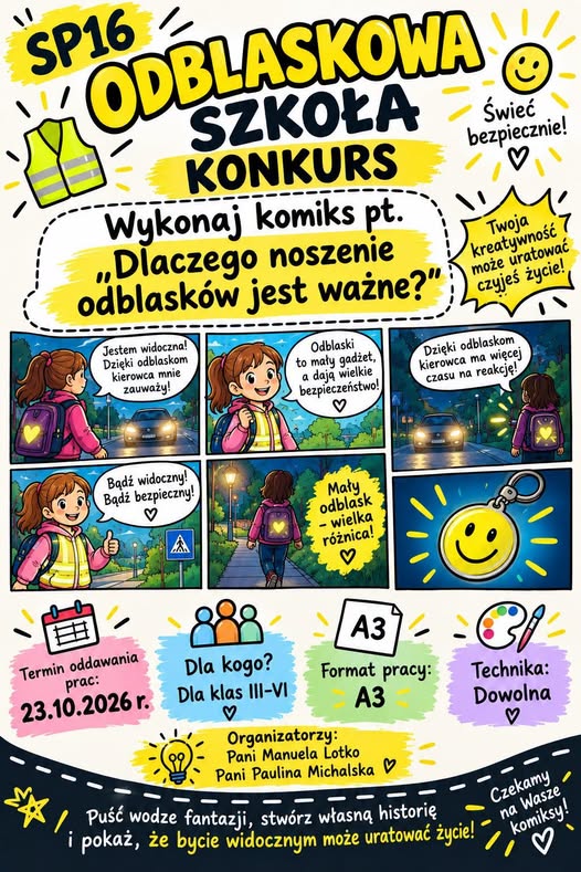 Konkurs "Dlaczego noszenie odblasków jest ważne?"