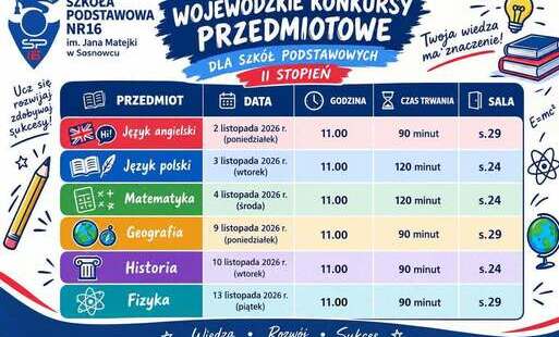 Zdjęcie do Terminy Wojew&oacute;dzkich Konkurs&oacute;w Przedmiotowych