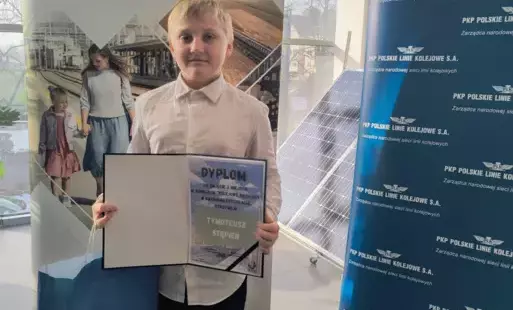 Zdjęcie do Uczeń Tymoteusz Stępień laureatem II miejsca w Wojew&oacute;dzkim Konkursie  "Kolejowe Przygody"